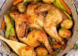 Spatchcock Chicken Roasted With Herbs & Vegetables