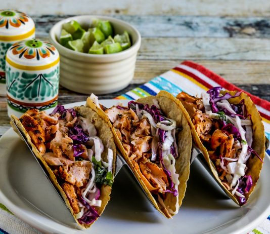 Salmon Tacos with Mexican Slaw