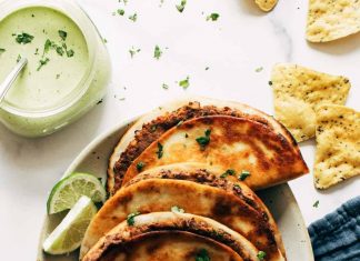 Crispy Black Bean Tacos with Cilantro Lime Sauce Recipe