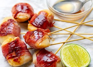 Bacon Wrapped Scallops With Lime & Maple Glaze