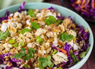 Chicken Larb Salad with Red Cabbage