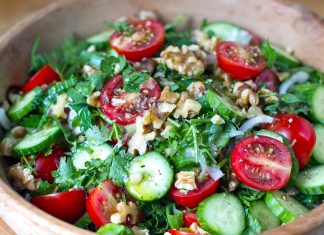 Georgian Salad With Creamy Walnut Dressing (Paleo, Vegan)