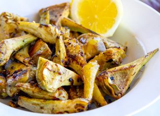 Grilled Artichoke Hearts with Lemon & Garlic