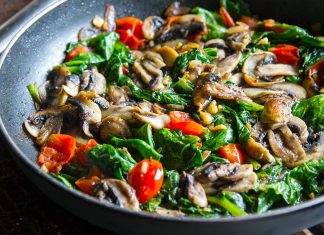 Spinach Mushroom & Tomato Fry Up (Paleo, GF, Whole30)