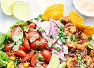 Shrimp Avocado Taco Salad