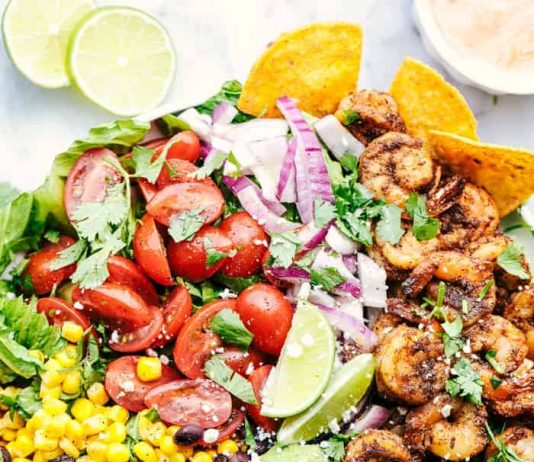 Shrimp Avocado Taco Salad