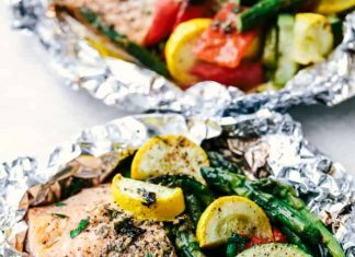 Butter Garlic Herb Salmon Foil Packets