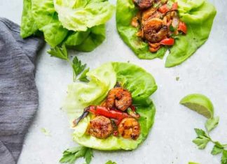 Cilantro Lime Shrimp Lettuce Wraps