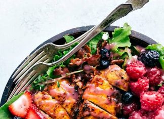 Grilled Berry Feta Chicken Salad with a Sweet Chipotle Dressing