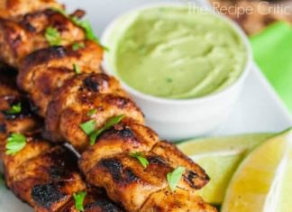 Chipotle Chicken Kabobs with Avocado Cream Sauce