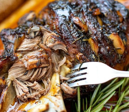Slow-Cooked Lamb Shoulder With Rosemary Garlic & Honey