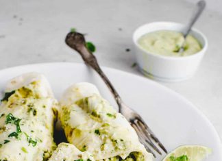 Chicken Enchiladas with Avocado Cream Sauce Recipe