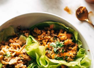 Tofu and Brown Rice Lettuce Wraps with Peanut Sauce Recipe