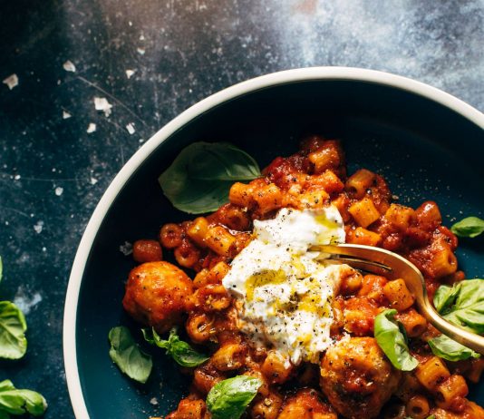 Instant Pot Pasta and Meatballs with Lemon Herb Ricotta Recipe