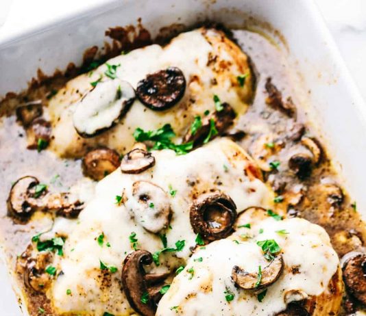 Easy Baked Cheesy Mushroom Chicken