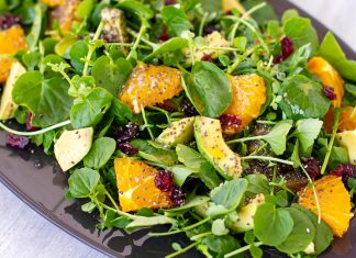 Watercress Salad With Avocado, Orange & Chia Seeds (Paleo, Vegan)