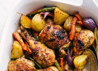 One Pan Honey Mustard Chicken and Veggies
