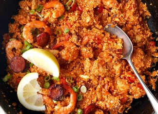 Spanish Cauliflower Rice (With Chorizo, Chicken & Shrimp)