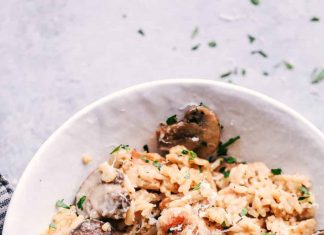 One Pot Creamy Parmesan Chicken with Mushroom Rice